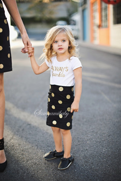 Polka Dot Skirt With Elegant Printed Shirt
