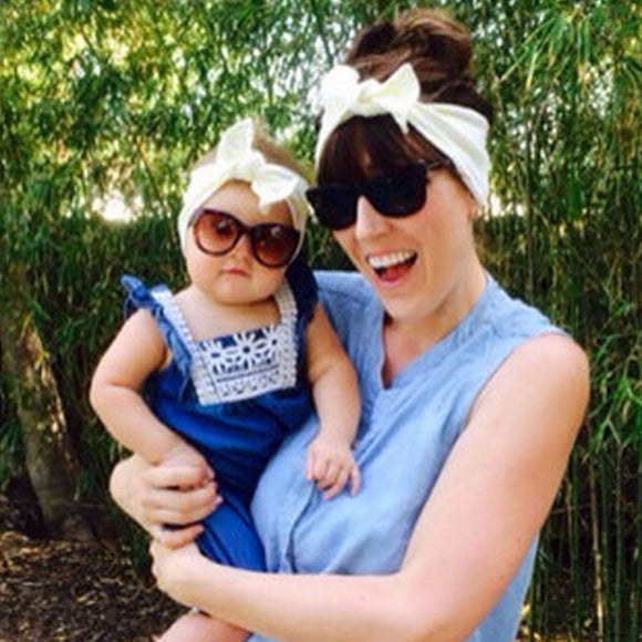 Plain Bow Knot Bunny Ears Cotton Headbands