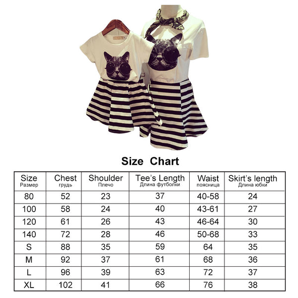 Cool Cat T-shirt With Striped Skirt