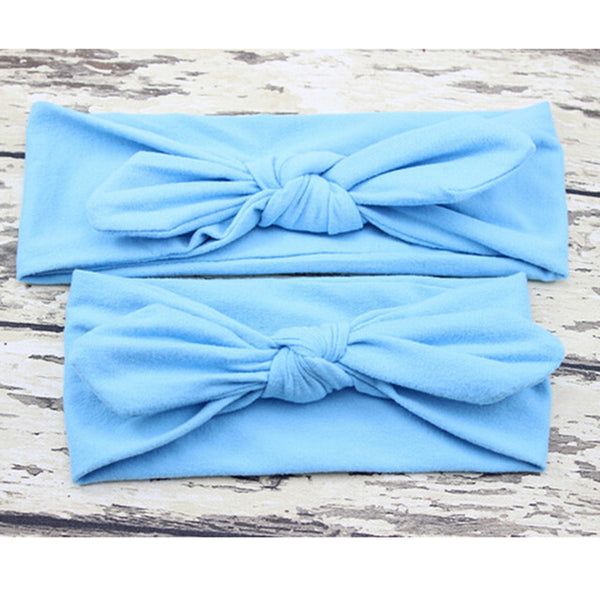 Plain Bow Knot Bunny Ears Cotton Headbands