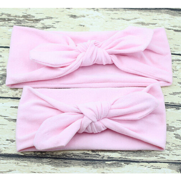 Plain Bow Knot Bunny Ears Cotton Headbands