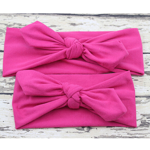 Plain Bow Knot Bunny Ears Cotton Headbands